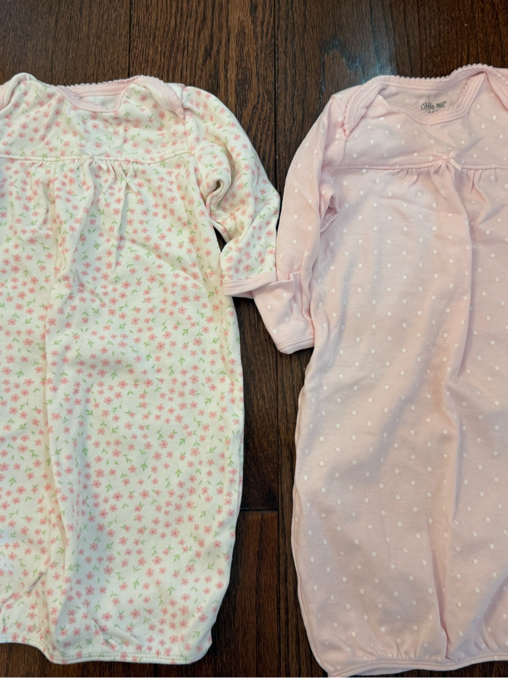 Little Me Baby Sleep Gowns - Light Pink Floral & Dot Set